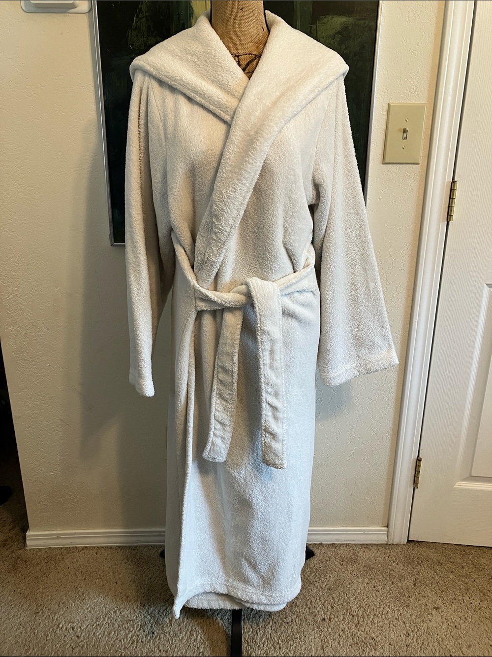 Bath & Body Works unisex L XL white fluffy fleece long length bath robe 2000’s